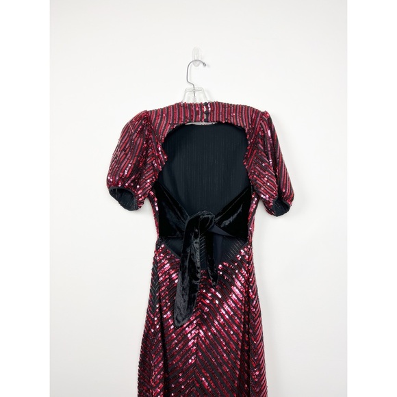 RIXO x Laura Jackson Daisy Velvet Trimmed Sequin Crepe Midi Maxi Dress S - Picture 13 of 15